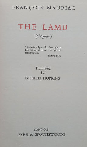 The Lamb (First English Edition, 1955) | Francois Mauriac