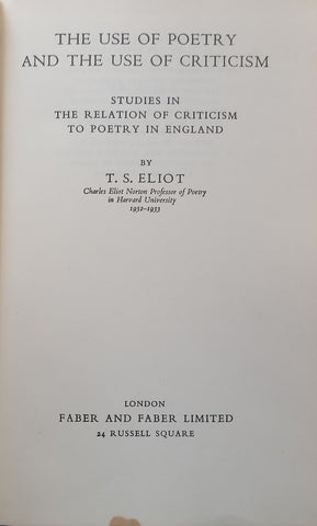 The Use of Poetry and the Use of Criticism | T. S. Eliot