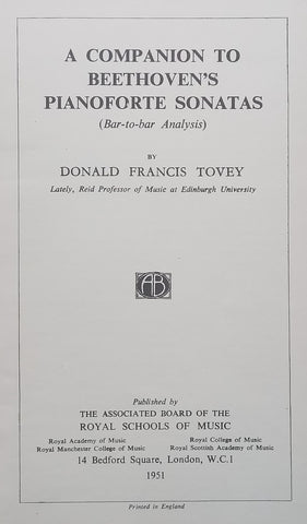 A Companion to Beethoven’s Pianoforte Sonatas (Bar-to-Bar Analysis) | Donald Francis Tovey