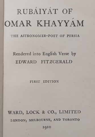 Rubaiyat of Omar Khayyam (Published 1910) | Edward Fitzgerald