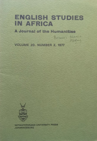 English Studies in Africa (Vol. 20 No. 2)