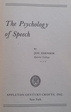 The Psychology of Speech | Jon Eisenson