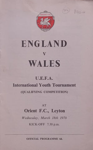 England v Wales, 18 March 1970 (Official Programme)