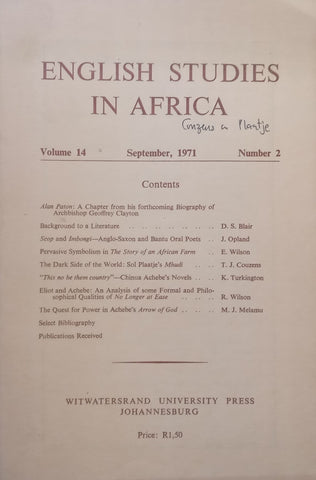 English Studies in Africa (Vol. 14 No. 2)