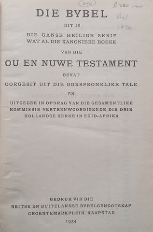 Die Bybel (Published 1934, Afrikaans)