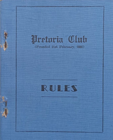 Pretoria Club Rules Booklet (Afrikaans/English Text)