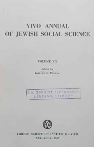 Yivo Annual of Jewish Social Science, Vol. 7 | Koppel S. Pinson (Ed.)