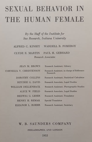 Sexual Behaviour in the Human Female (First Edition, 1953) | Alfred C. Kinsey, et al.