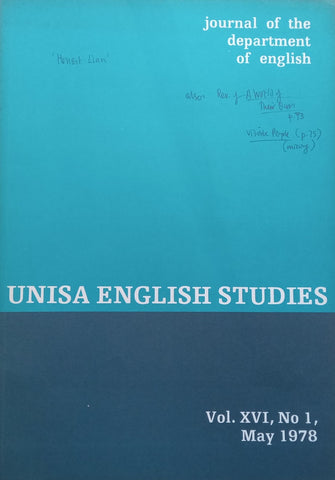 UNISA English Studies (Vol. XVI, No. 1)