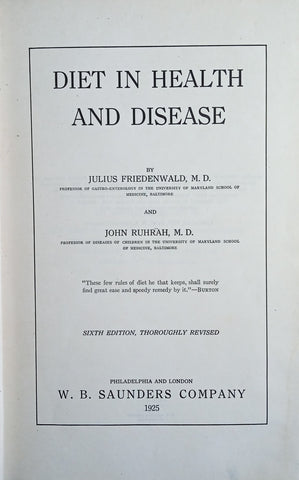 Diet in Health and Disease | Julius Friedenwald and John Ruhrah