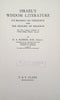 Israel's Wisdom Literature: Its Bearing on Theology and the History of Religion. The Kerr Lectures Delivered in Trinity College, Glasgow, 1933-36 | O.S. Rankin