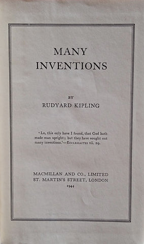 Many Inventions | Rudyard Kipling