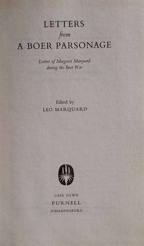 Letters From a Boer Parsonage: Letters of Margaret Marquard During the Boer War | Leo Marquard (ed.)