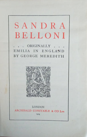 Sandra Belloni: Originally Emilia in England | George Meredith