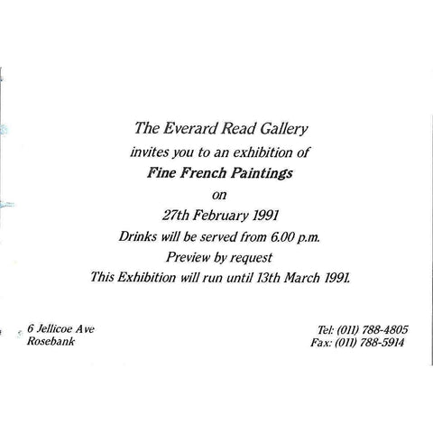 Fine French Paintings (Invitation to the Exhibition)