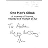 Bookdealers:One Man's Climb: A Journey of Trauma, Tragedy and Triumph on K2 (Inscribedby Author) | Adrian Hayes