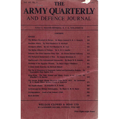 The Army Quarterly and Defence Journal (Vol. 102, No. 4, 1972)